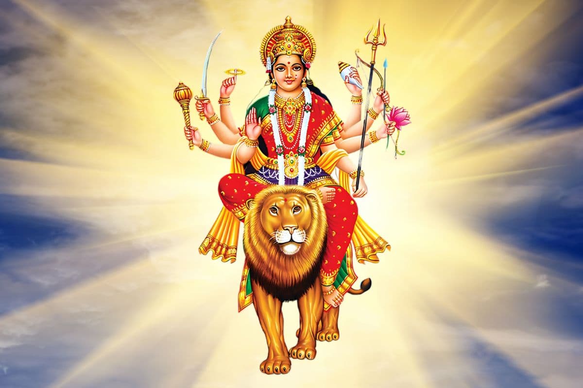 Maa Durga Wallpaper for Pooja Room pattern detail