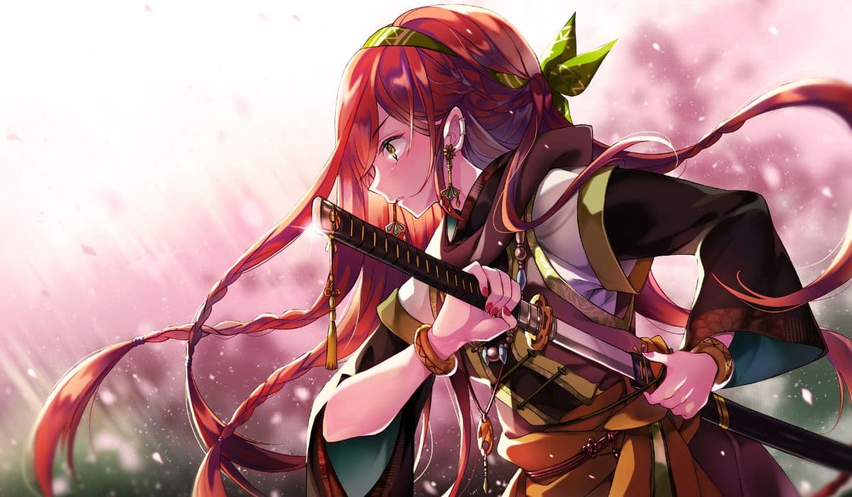 Anime Girl With Katana Wallpaper pattern detail
