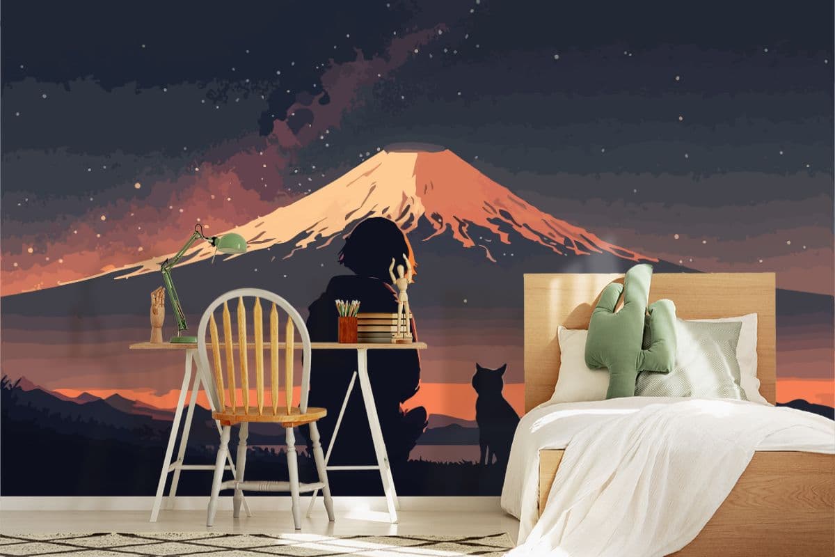 Anime Scenery Wallpaper Mural shown in a room