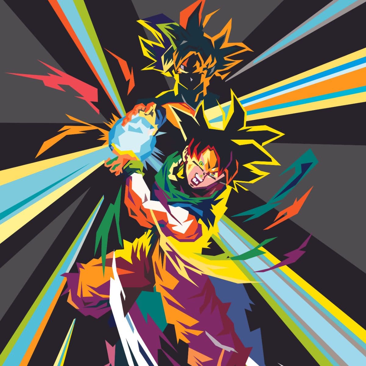 Goku Kame Hame Ha Wallpaper Mural pattern detail