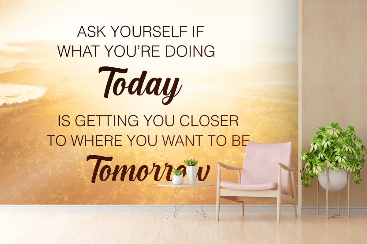 Ask Yourself, Motivational Wallpaper for Wall shown in a room