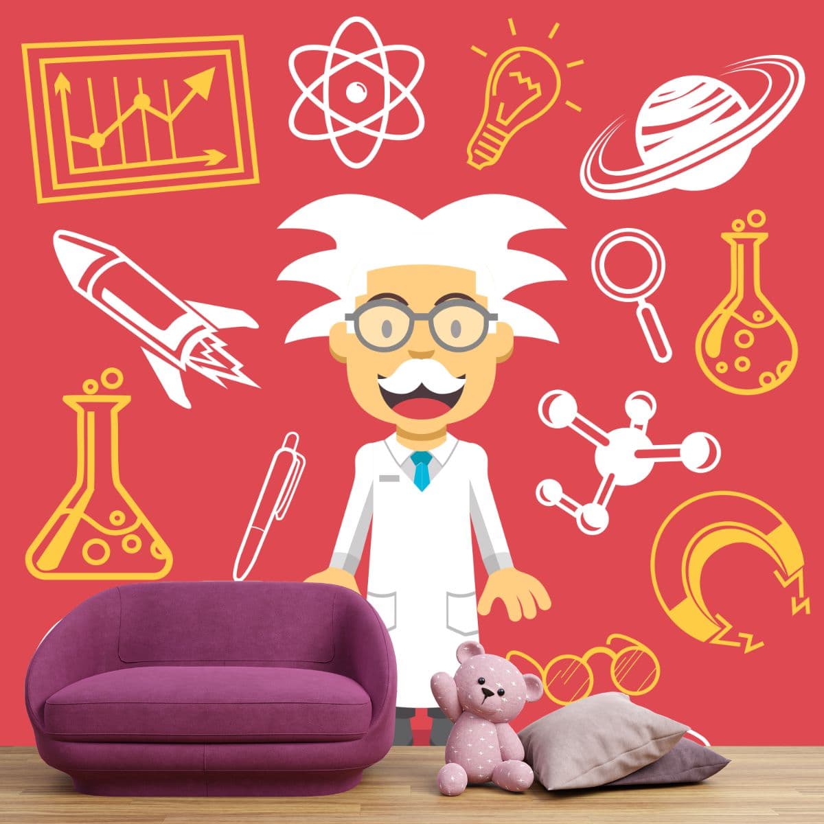 Einstein Kids Wallpaper shown in a room