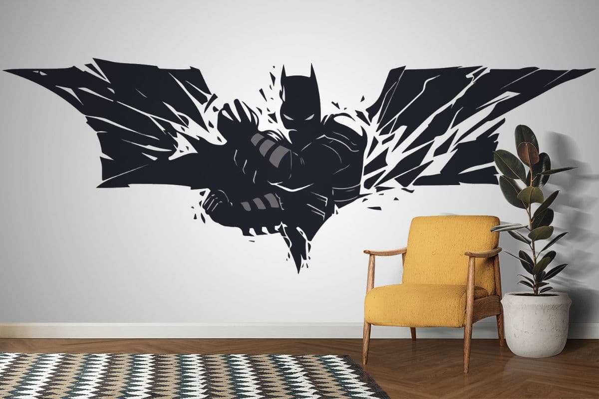Batman Wall Artwork Logo shown in a room