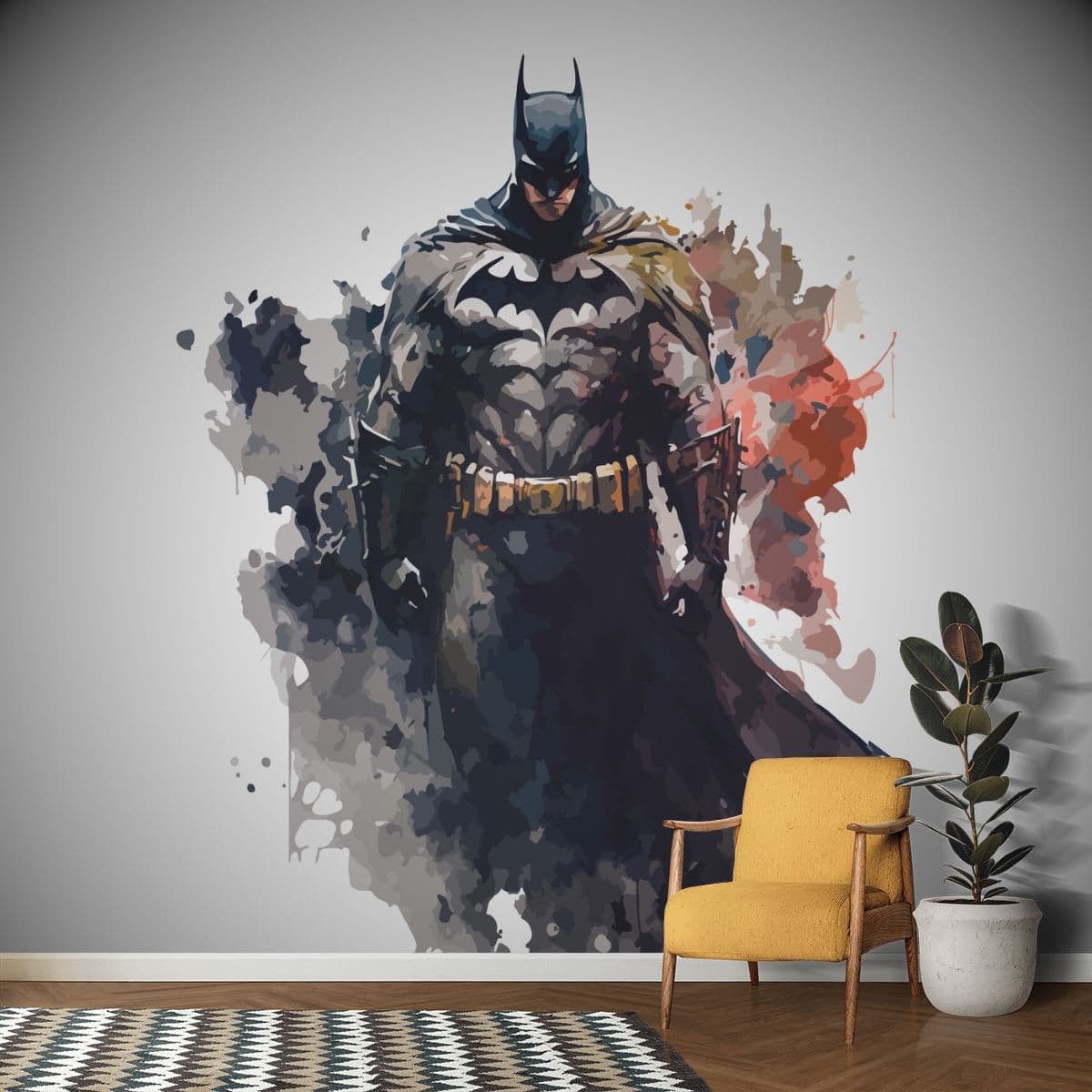Bats in Flight, Batman Wall Decal shown in a room