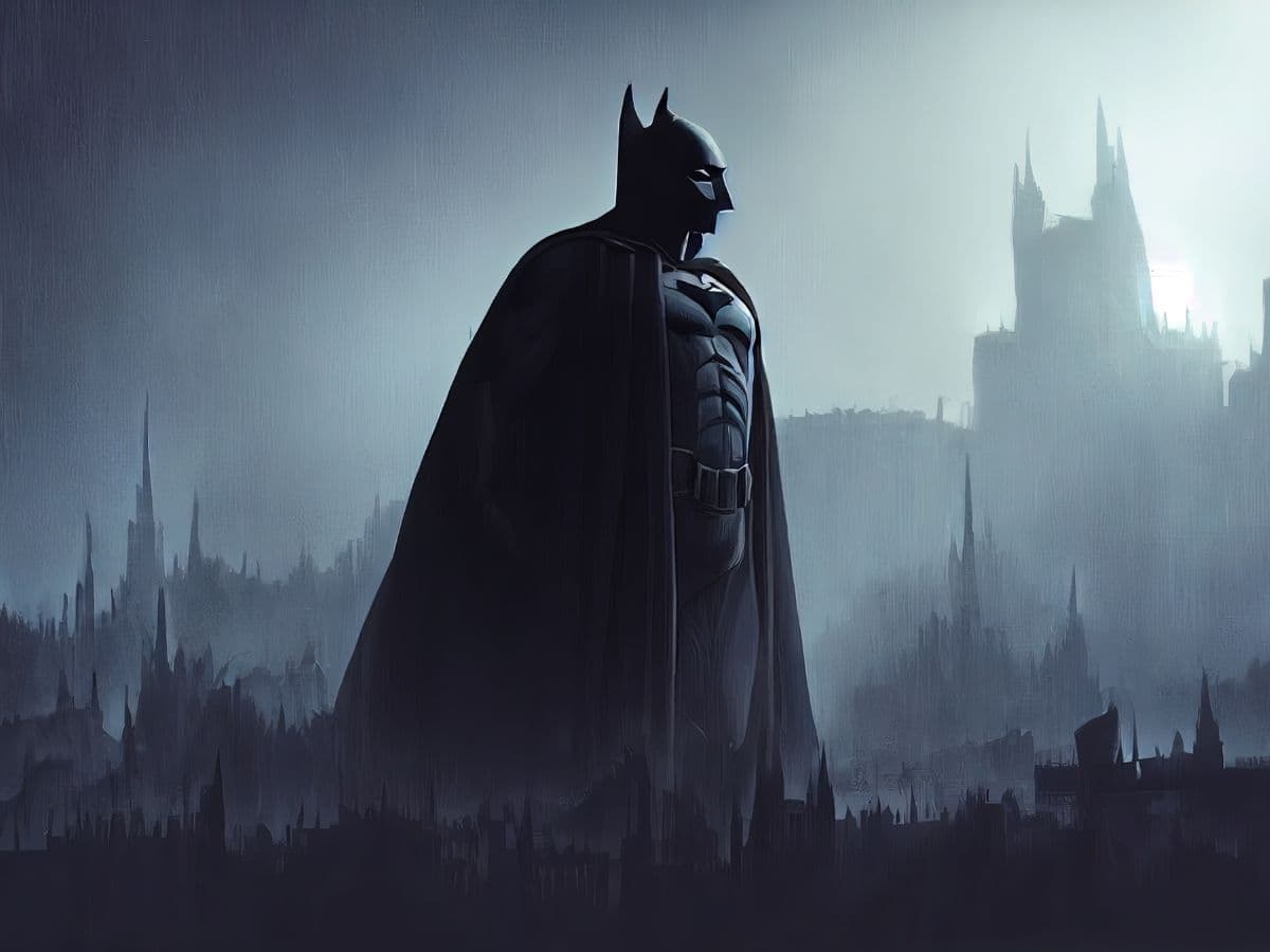 Modern Batman Night Cityscape Scene wallpaper pattern detail