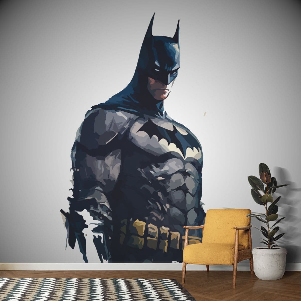 Premium Superhero Universe Wall Mural Wallpaper shown in a room