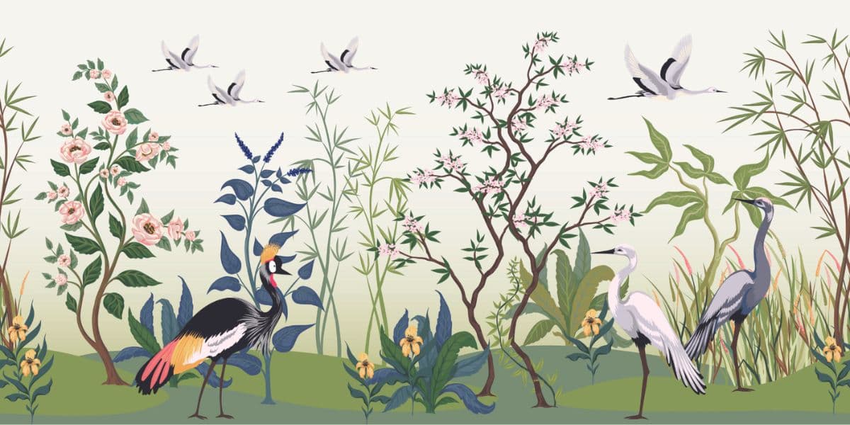 Chinoiserie Garden Wallpapers pattern detail