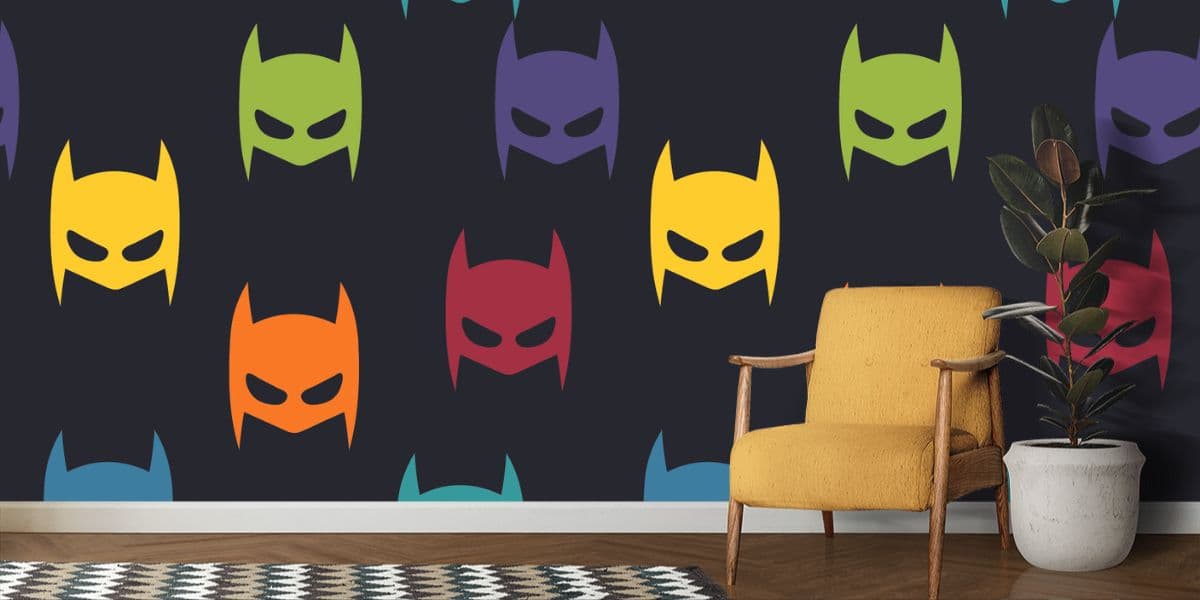Batman Color Seamless Masks for Wallpaper for Wall shown in a room