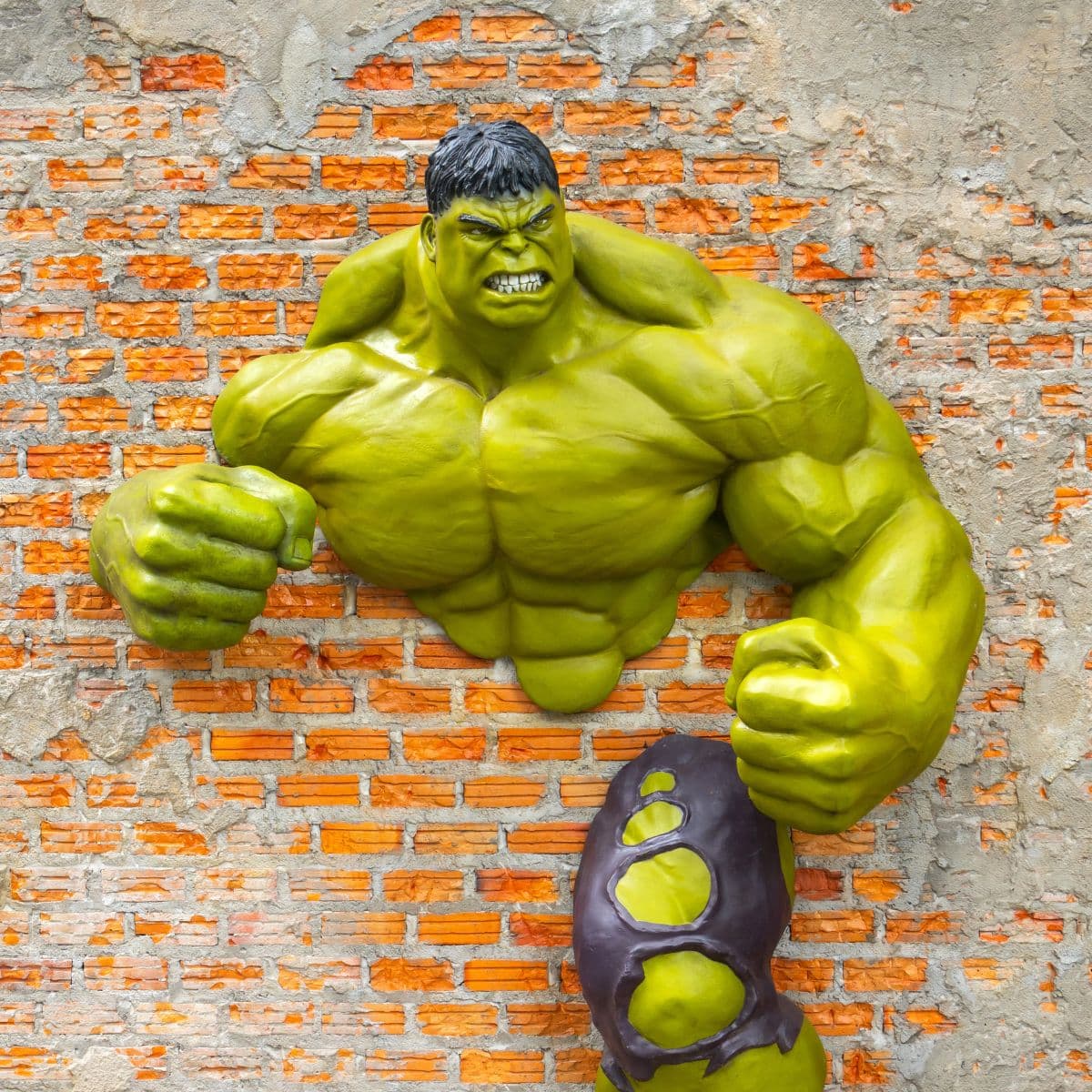 Hulk's Dominance 3D Wallpaper with Brick theme pattern detail