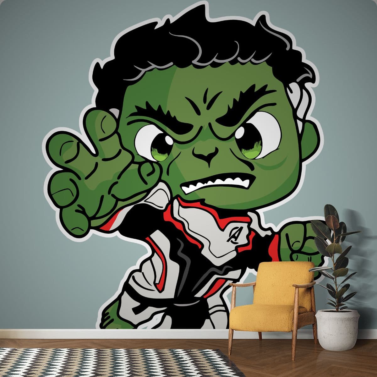Kid Hulk's Thunderous Impact Wallpaper shown in a room