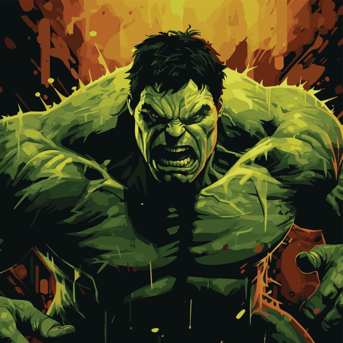 Angry Marvelous Hulk Hues with fire wallpaper for Walls pattern detail