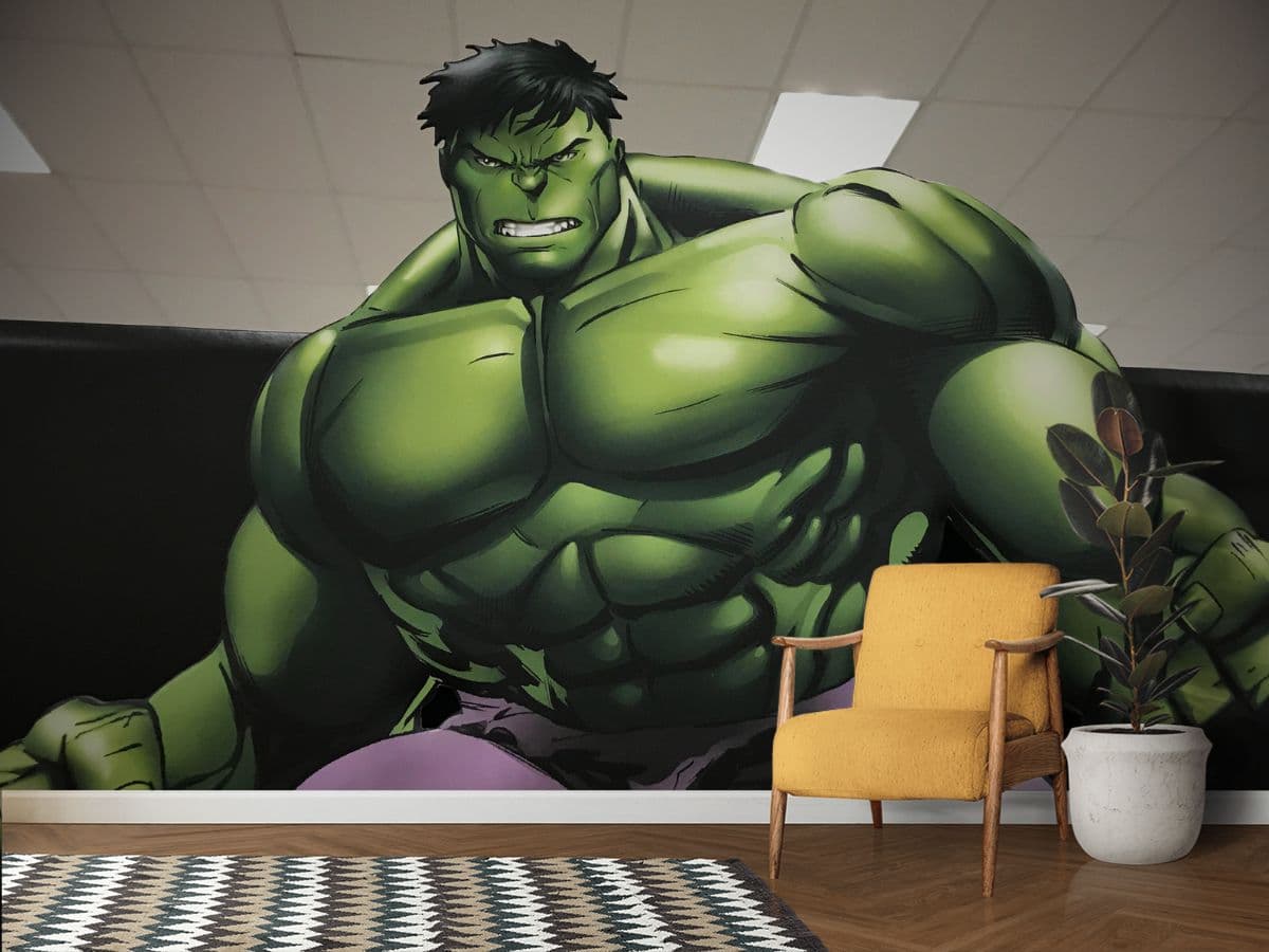 Hulk Punch Marvel Wallpaper for Walls shown in a room