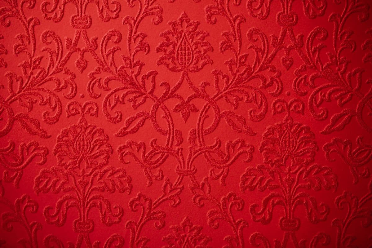 Christmas Cherry Red Floral Wallpaper Decor pattern detail