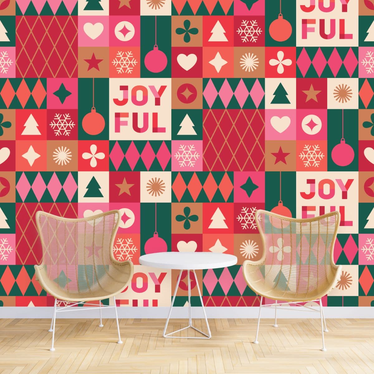 Christmas Icons Elements Decor Wallpaper shown in a room