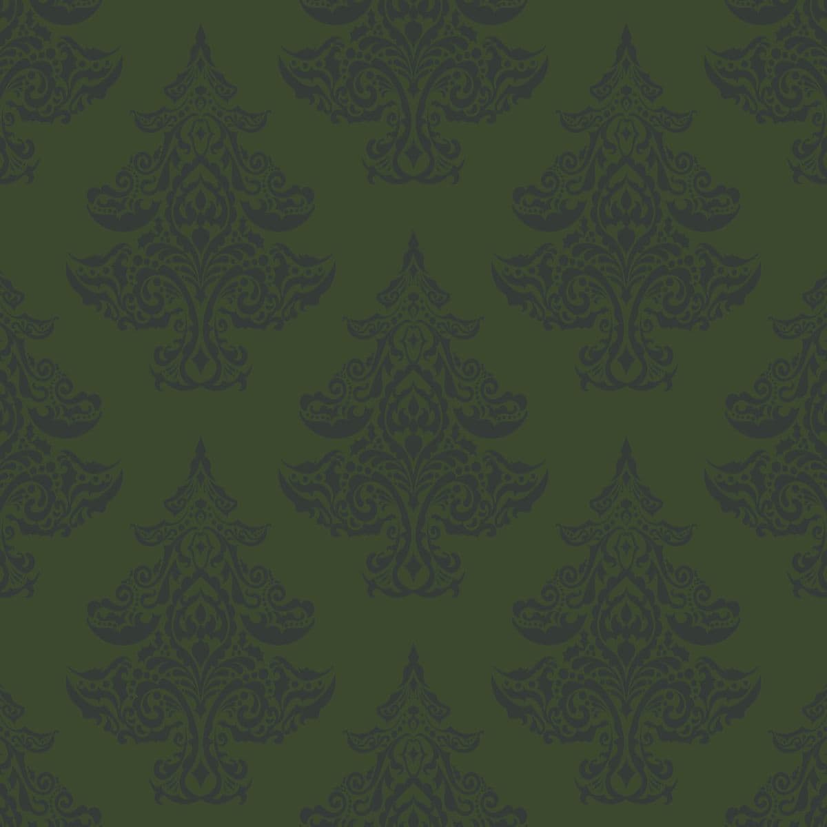 Damask Style Christmas Tree Decor Wallpaper pattern detail