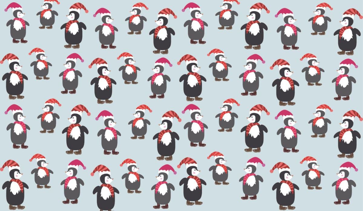 Penguin Pattern Christmas Decor Wallpaper pattern detail