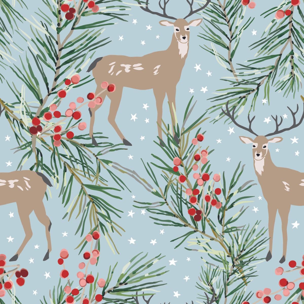 Reindeer Pattern Christmas Decor Wallpaper pattern detail