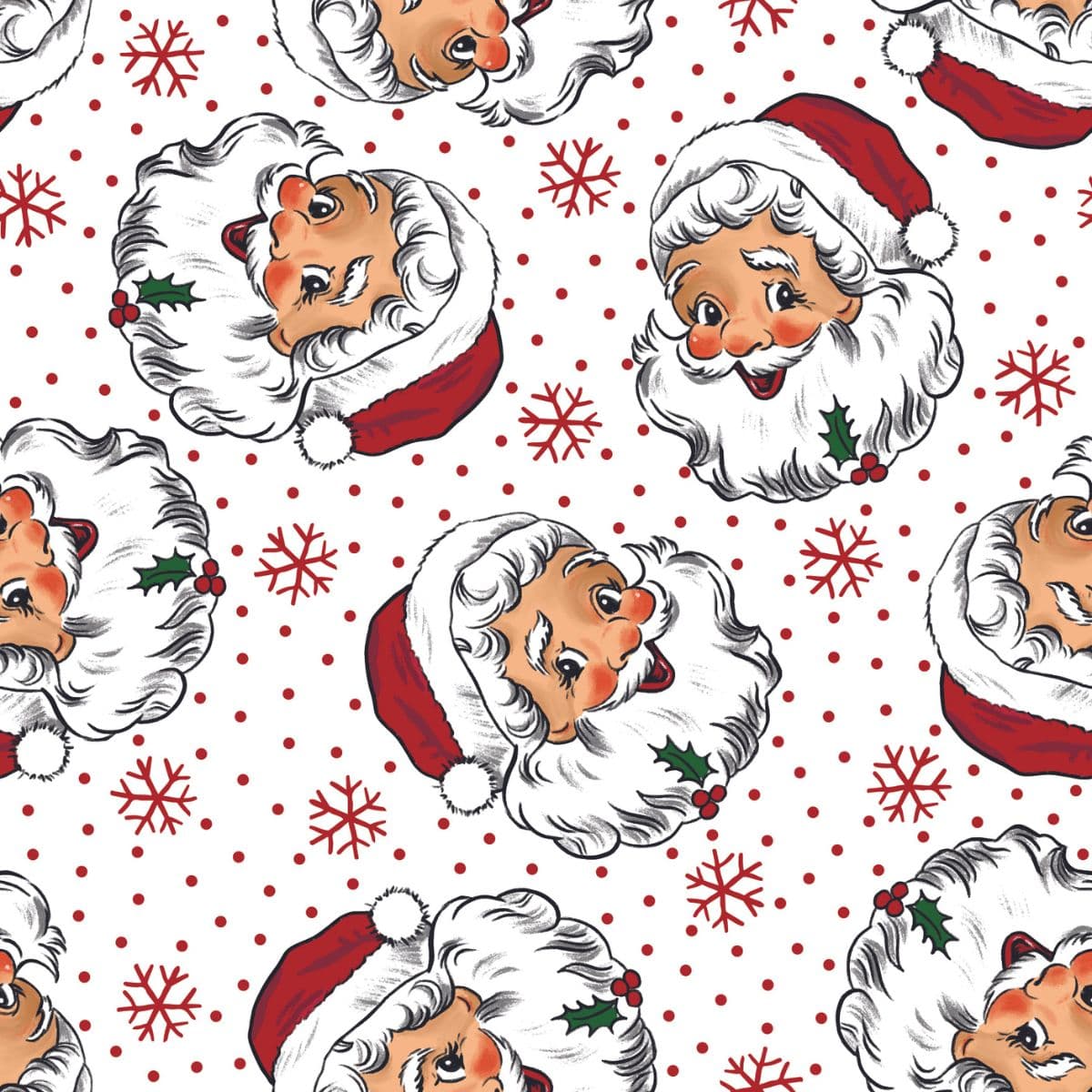 Santa Face Christmas Wallpaper Decor pattern detail