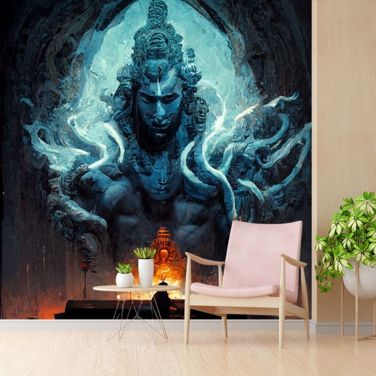 Almighty Shiva Wallpaper for Home shown in a room