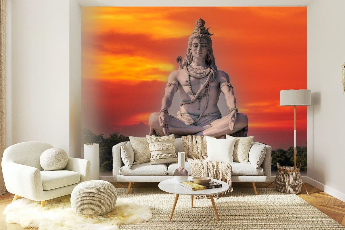 Beautiful Mahadev Wallpaper for Wall shown in a room