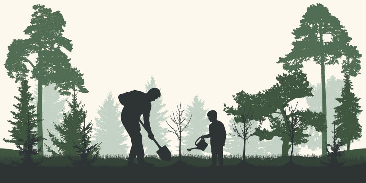 Planting Trees Wallpaper for Wall pattern detail