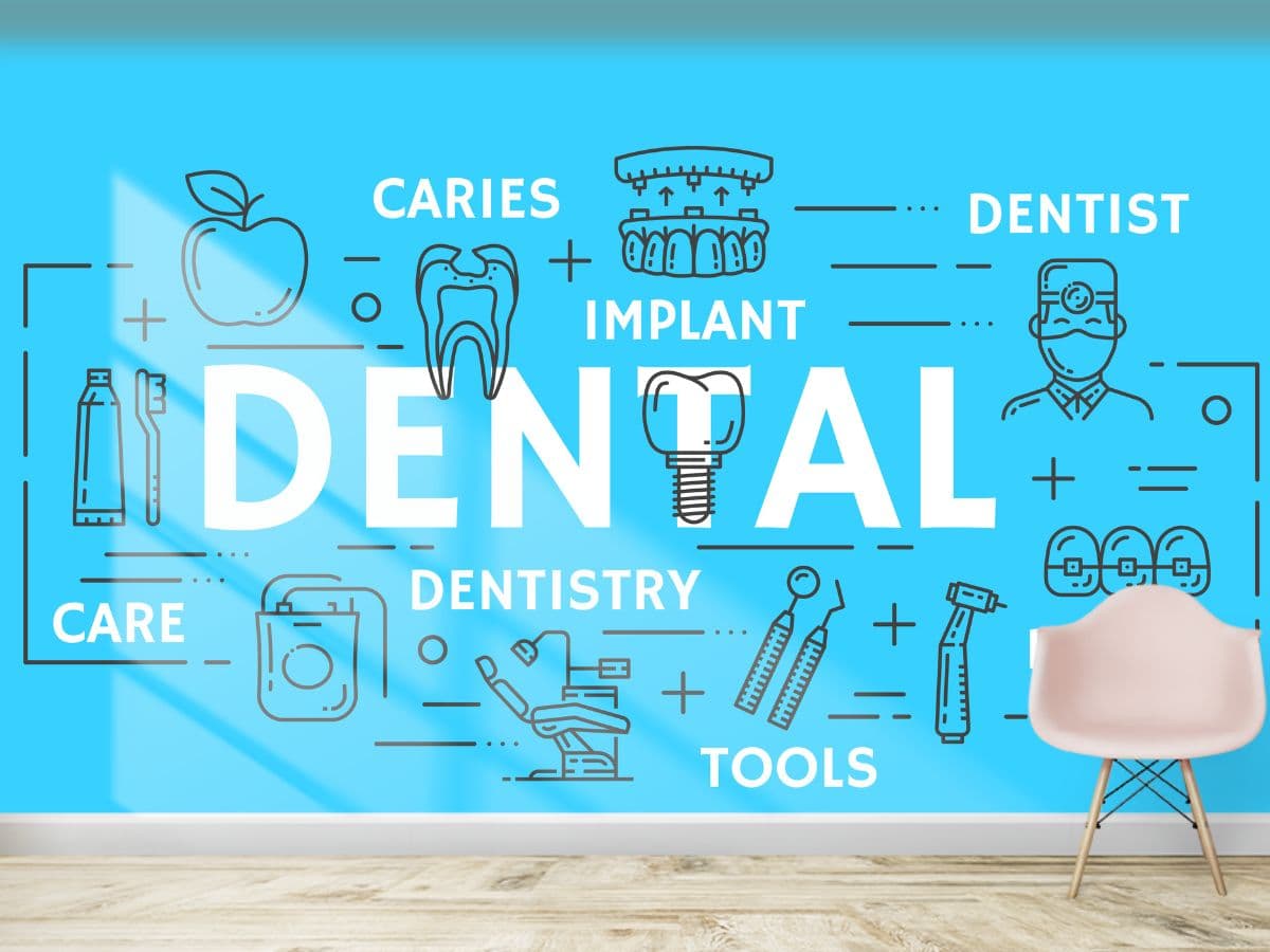 Modern Dental Clinic Interior Wall Wallpaper shown in a room