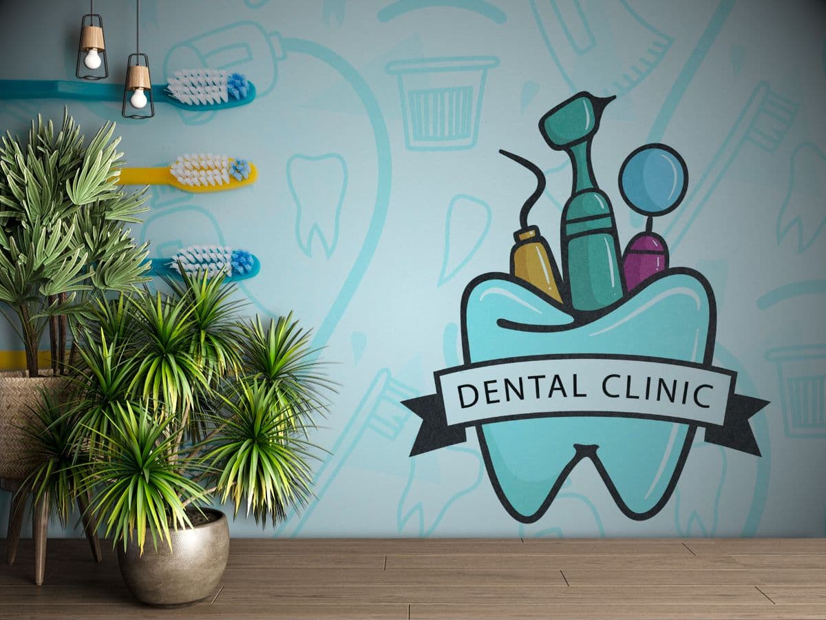 Dental Health Wall Visuals Wallpaper shown in a room
