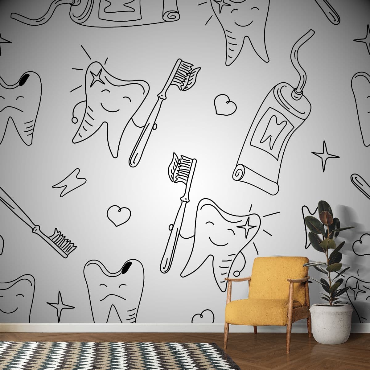 Dental Practice Wall Adornment, Wallpaper shown in a room