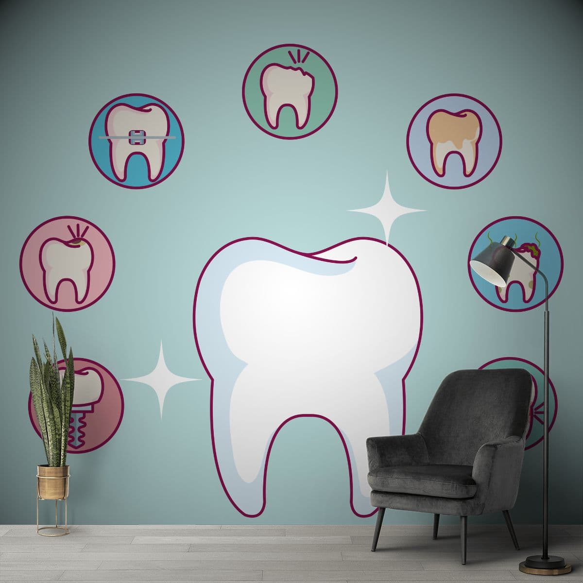 Professional Dentist Office Wall Mural Wallpaper shown in a room