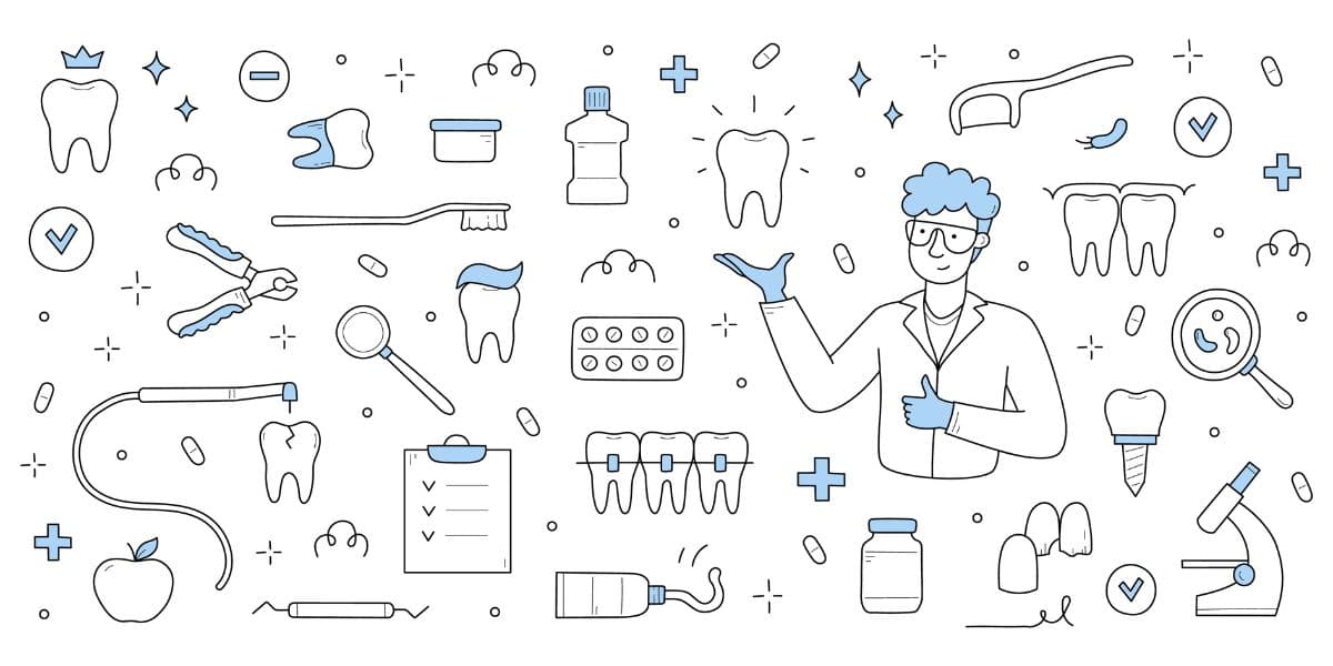 Dental Clinic Icons Wallpaper Mural pattern detail