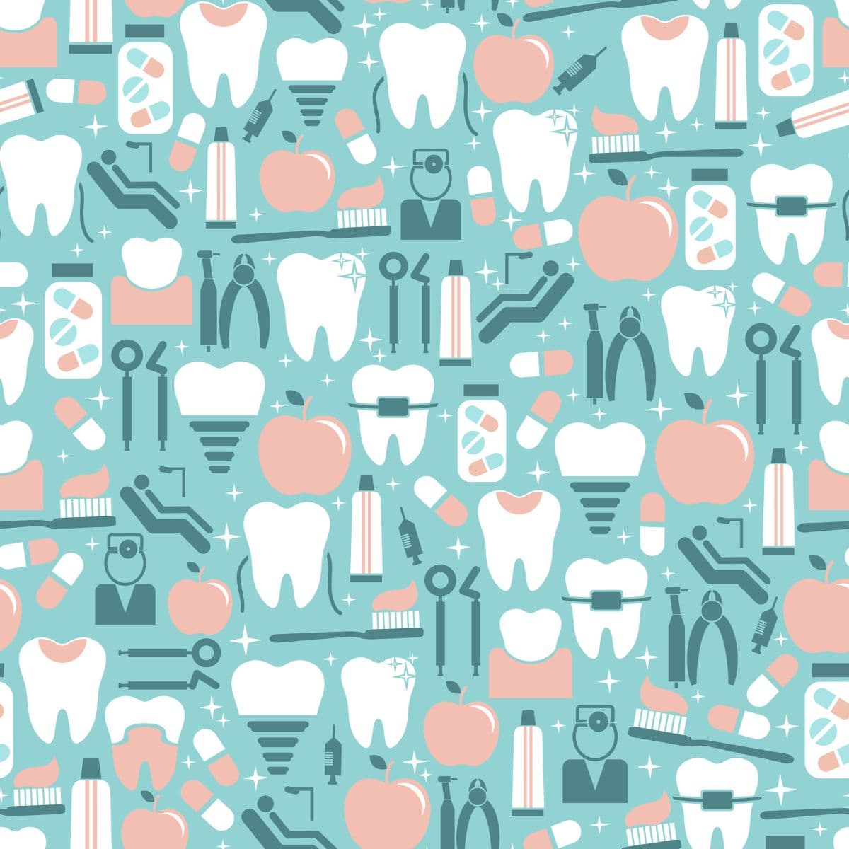 Dental Wall Covering Seamless Wallpaper pattern detail