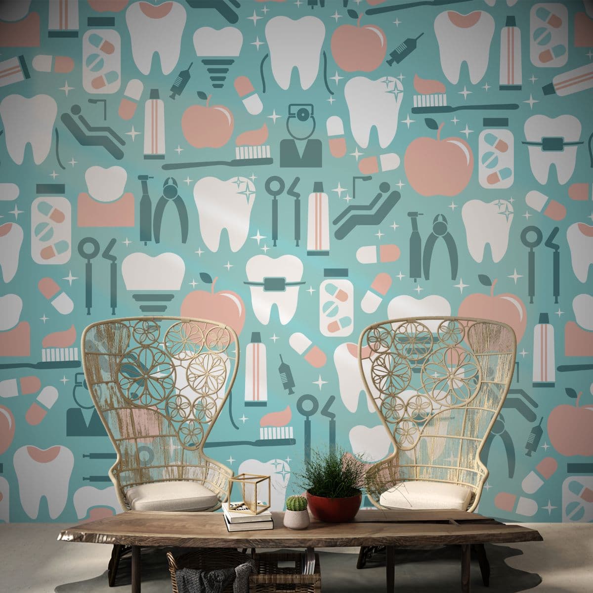Dental Wall Covering Seamless Wallpaper shown in a room