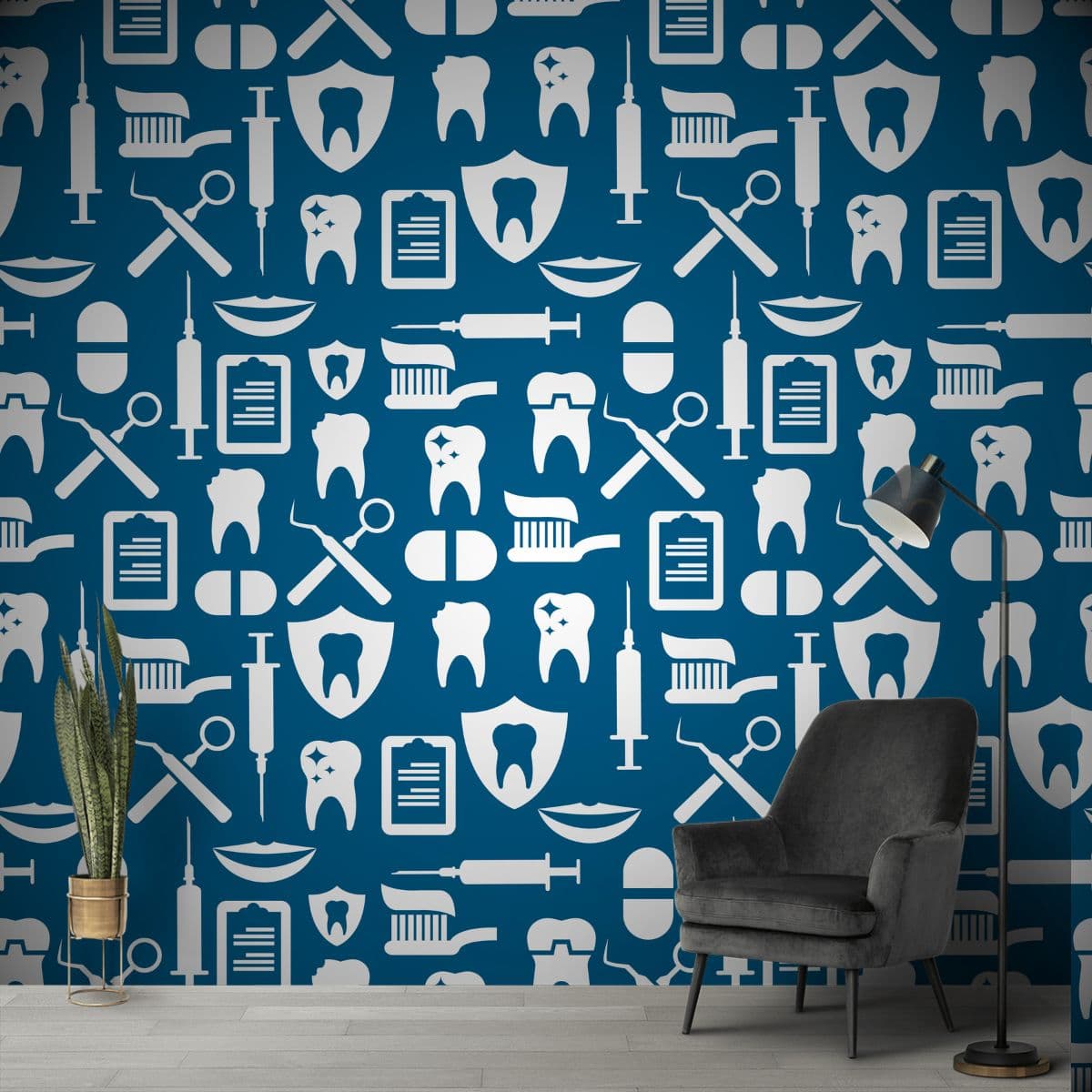 Radiant Oral Health Wallpaper for Dental Clinic shown in a room