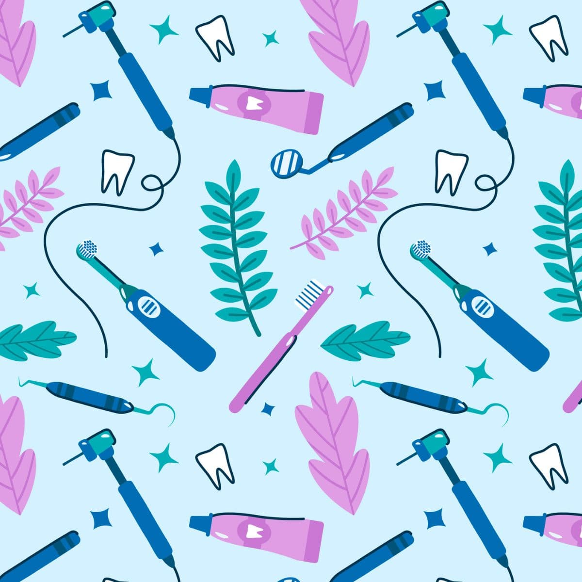 Seamless Dental Equipment Pattern Wallpaper pattern detail