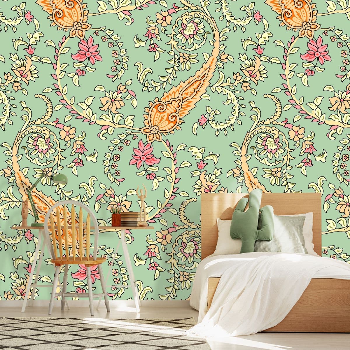 Beautiful Paisley Art Wallpaper for Wall shown in a room