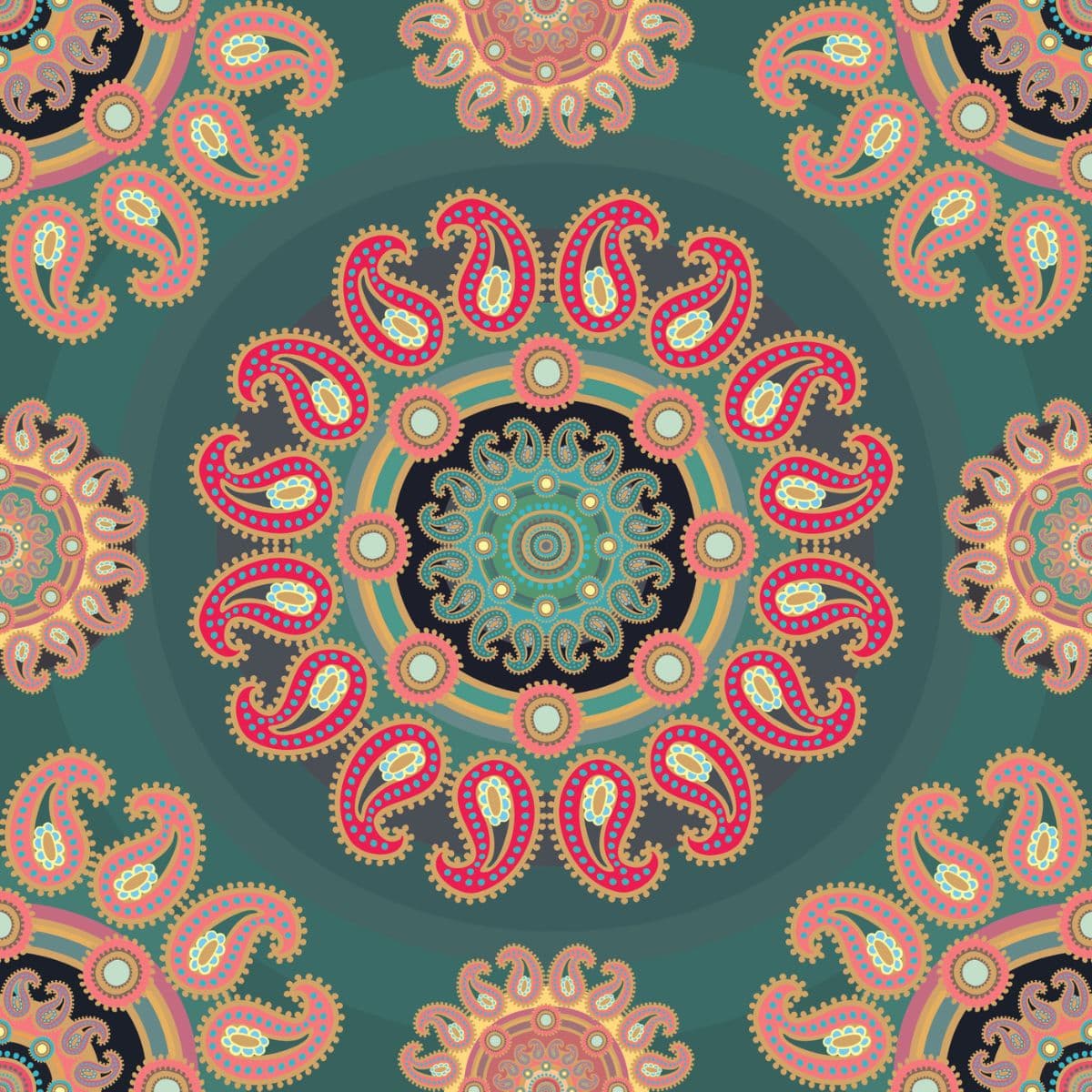 Paisley Mandala Pattern Wallpaper for Wall pattern detail