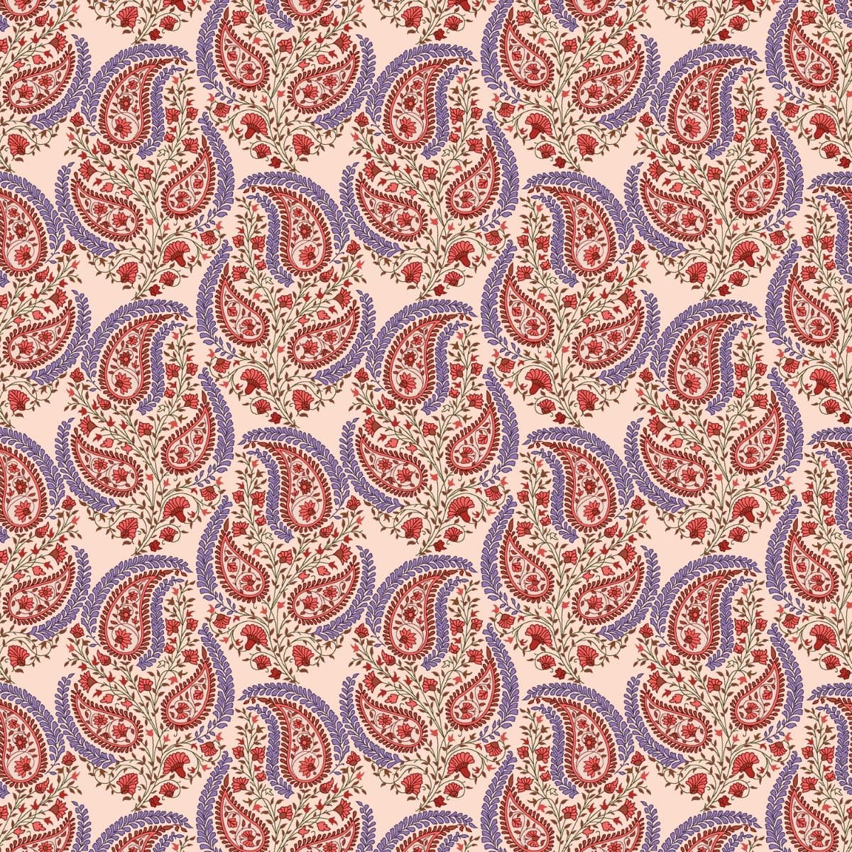 Red Color Paisley Art Wallpaper for Wall pattern detail