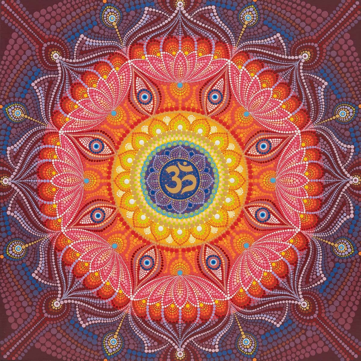 ॐ AUM and 8 Lotuses Wallpaper for Wall pattern detail