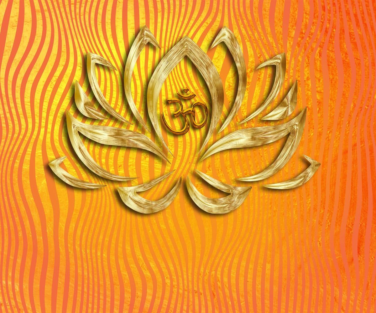 3D Effect Wallpaper of OM with Lotus for Wall pattern detail