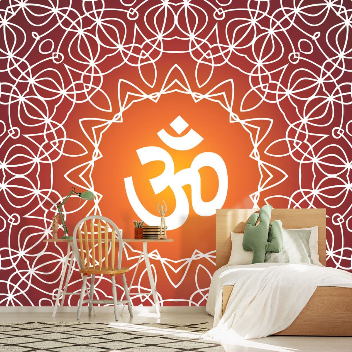 Beautiful Design Pattern OM Wallpaper for Wall shown in a room