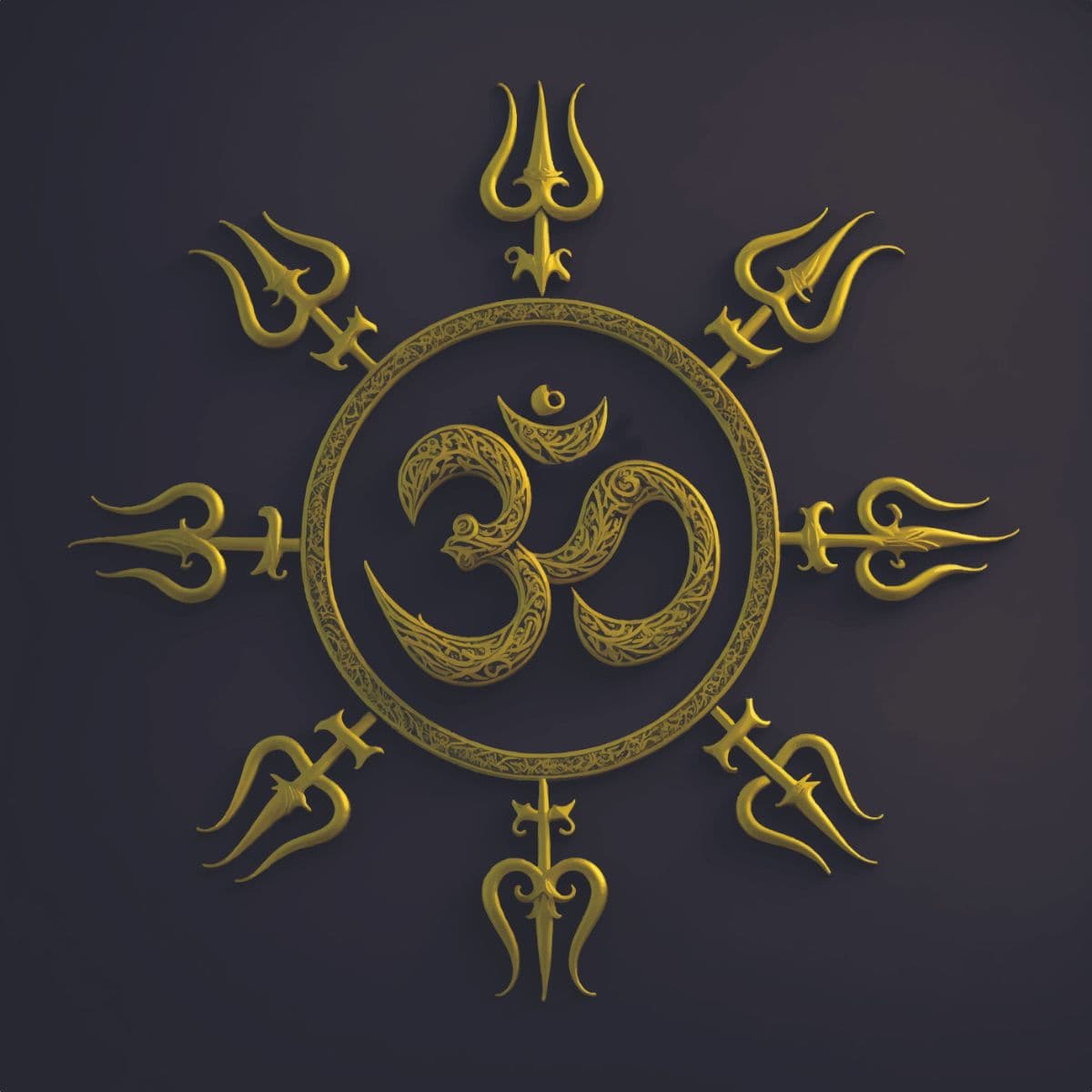 Golden Om Symbol With Trishul Wallpaper for Wall pattern detail