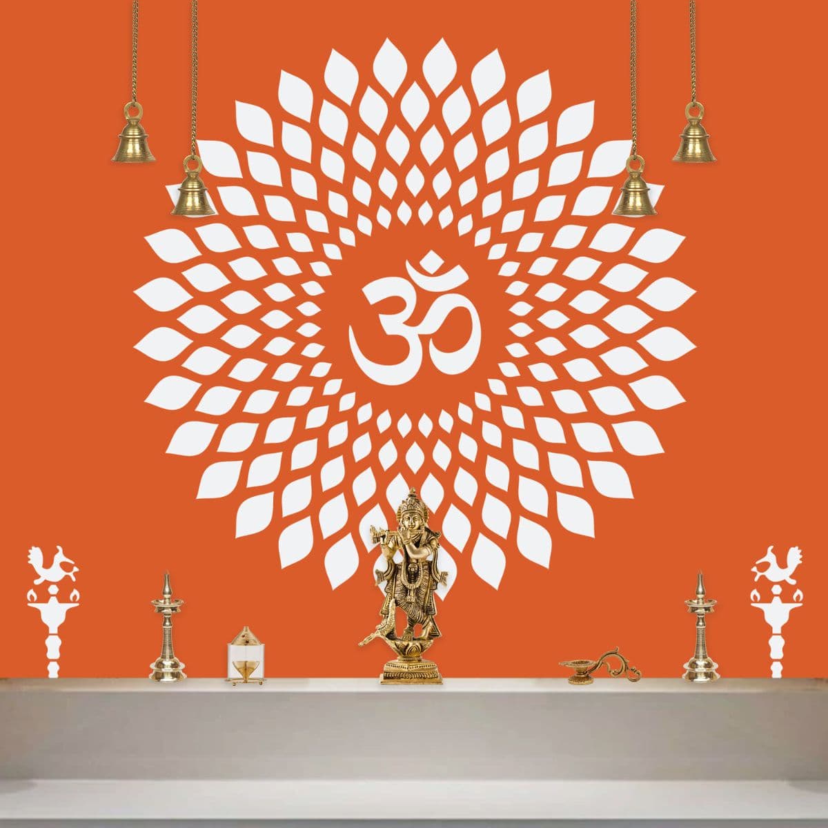 Om Mandala Circle Design Wallpaper for Wall shown in a room
