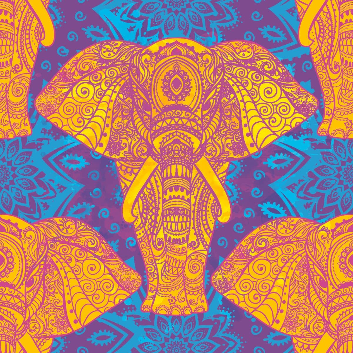 Mandala Style Elephant Wallpaper for Wall pattern detail