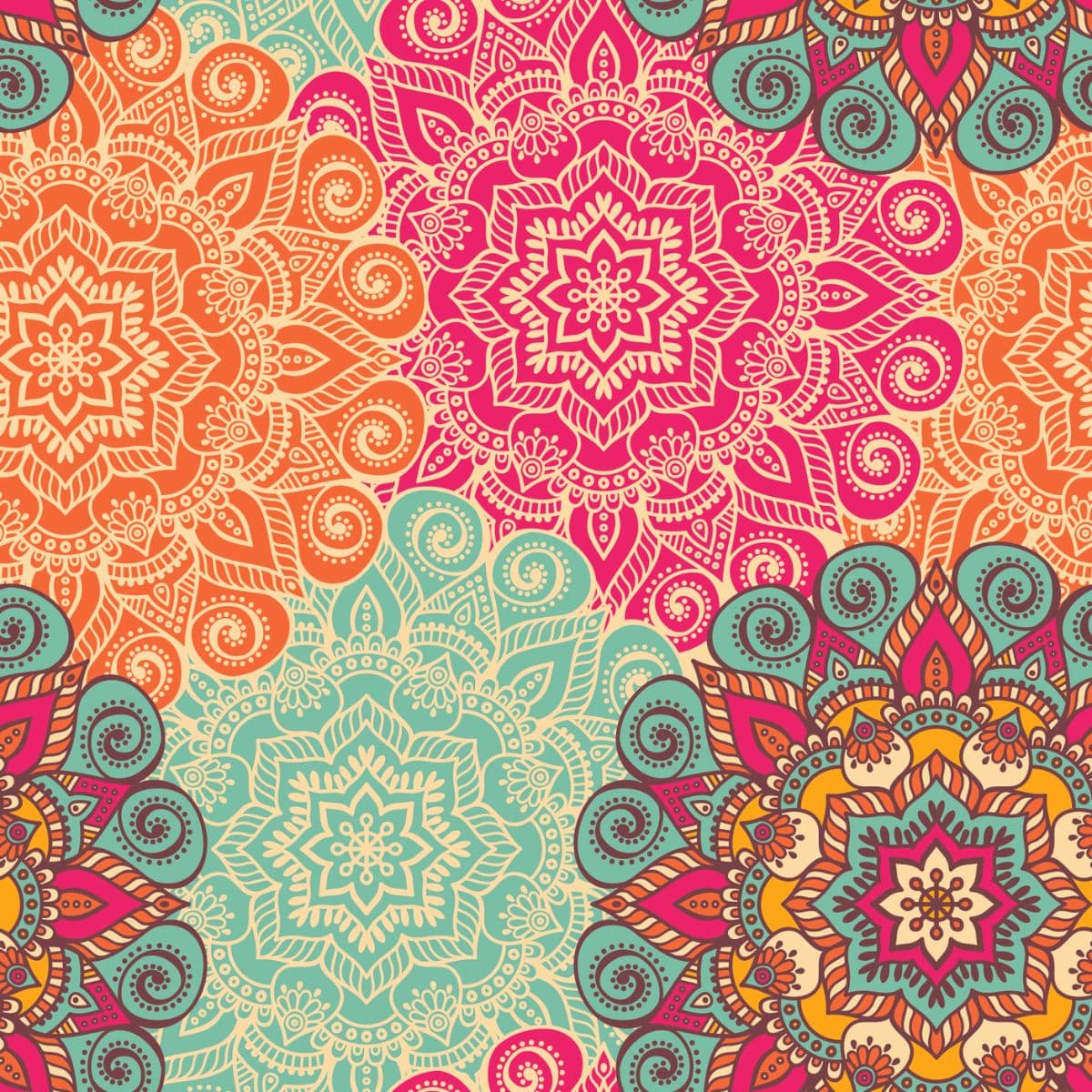 Multi Color Mandala Design Wallpaper for Wall pattern detail