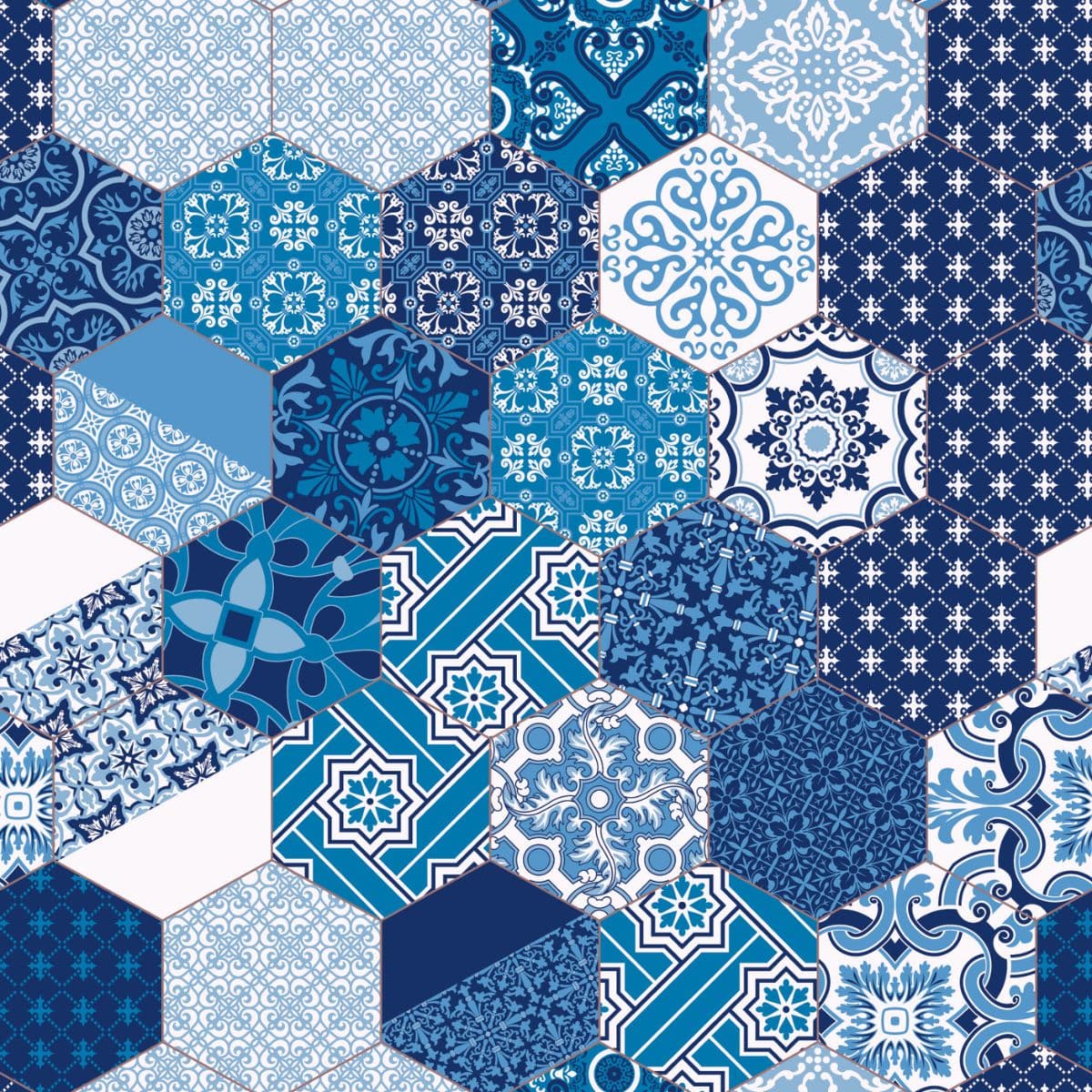 Monarch's Regal Velvet Damask Portuguese Tiles wallpaper pattern detail