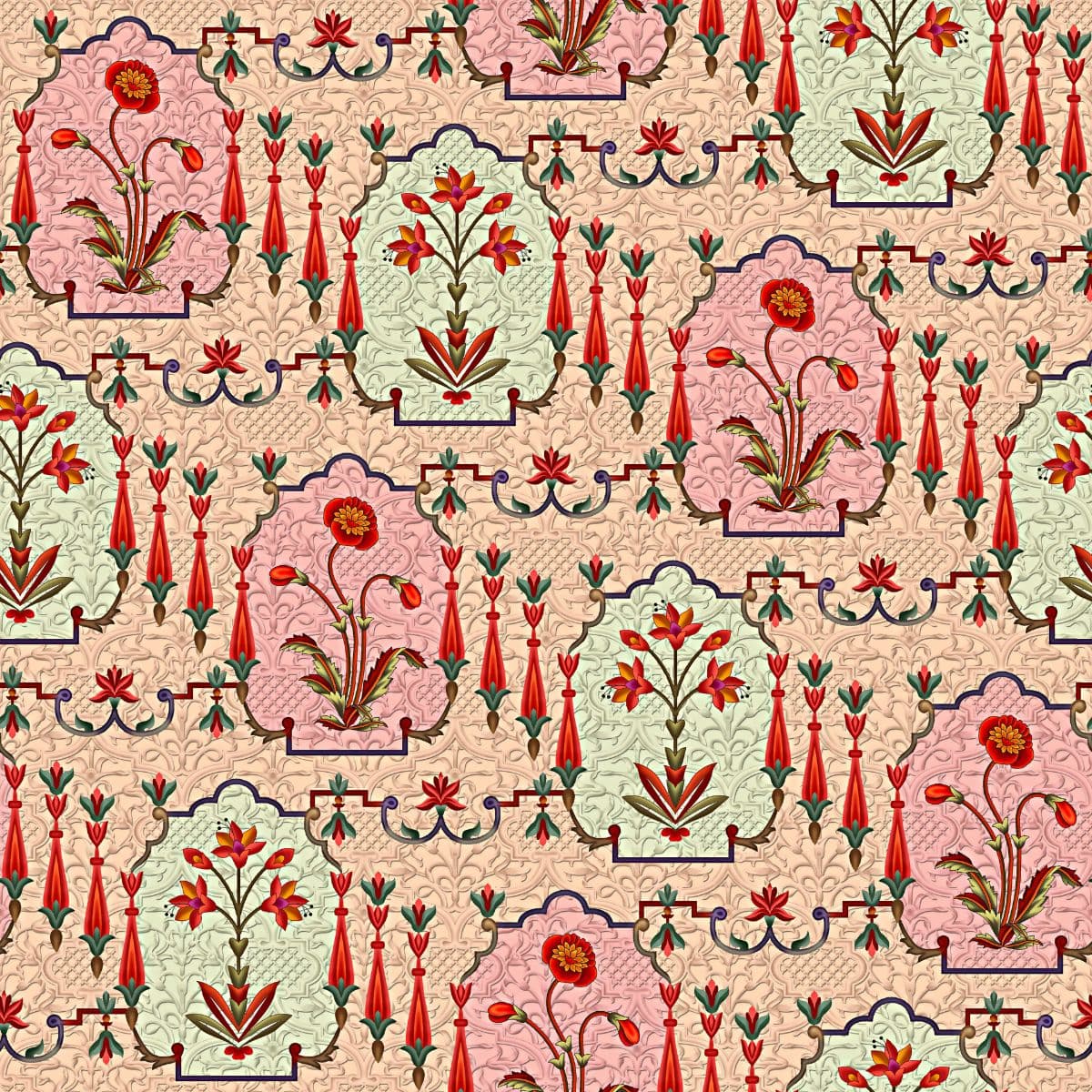 Refined Royal Retreat Wallpaper with Flowers pattern detail