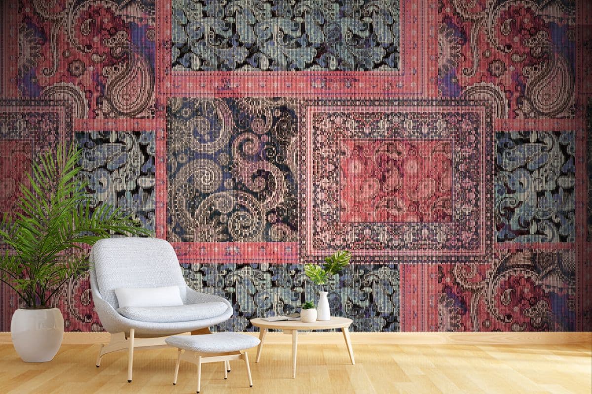 Jaipur Rugs Patchwork Wallpaper with Premium Texture shown in a room
