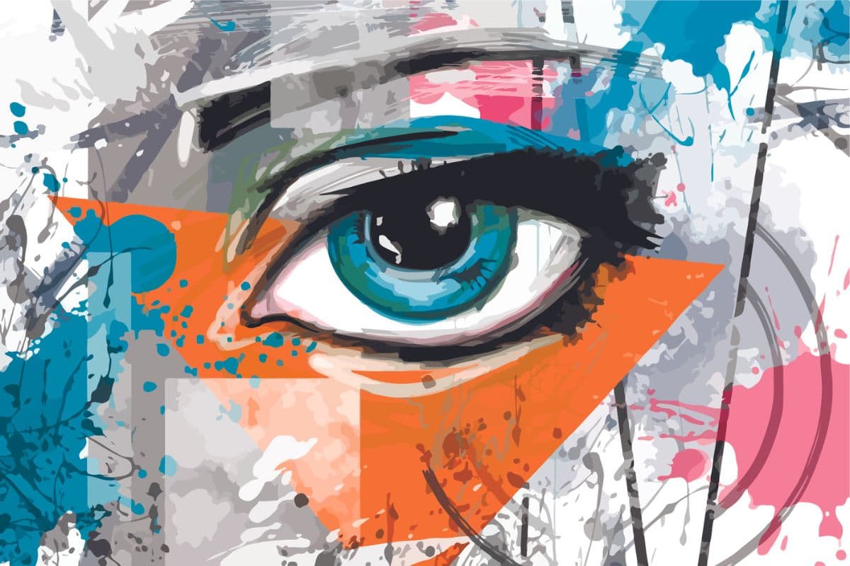 Blue Eyes Graffiti Art Wallpaper for Wall pattern detail