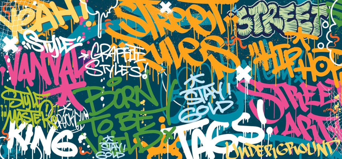 Colorful Graffiti Wall Art Wallpaper for Wall pattern detail