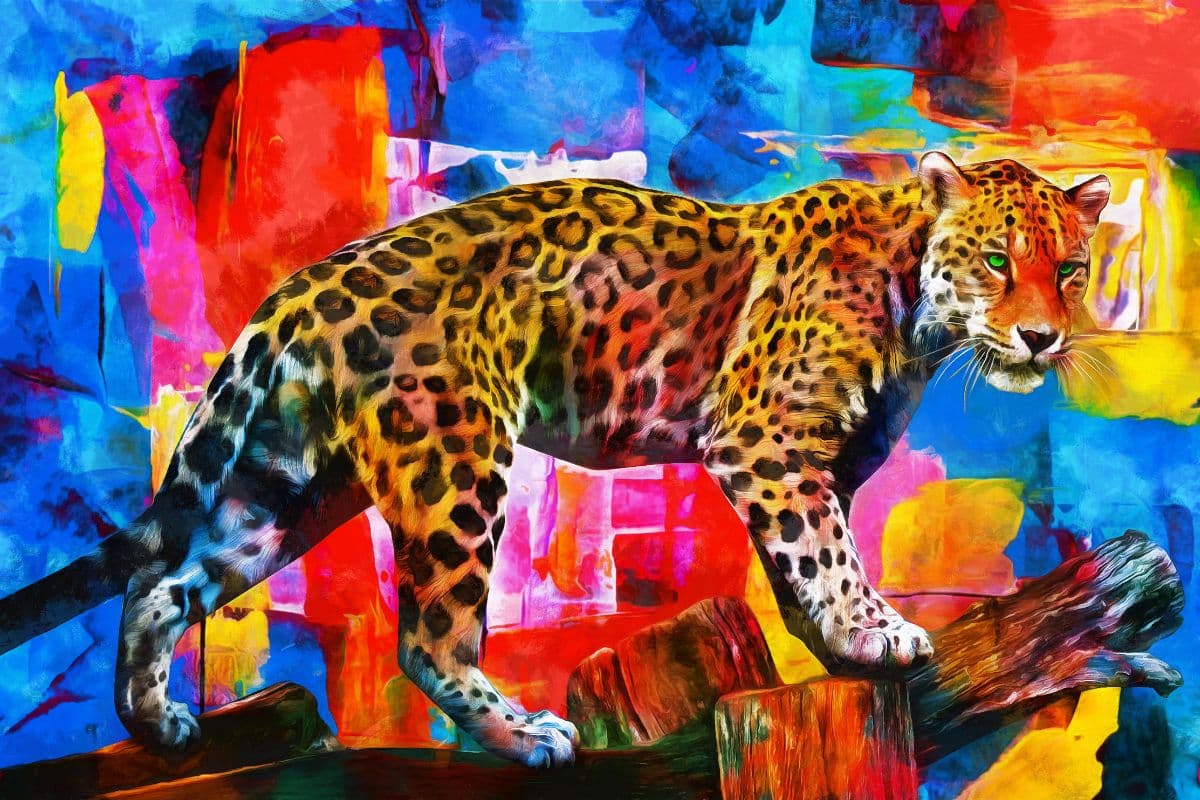 Graffiti Wallpaper of Colorful Leopard for Wall pattern detail